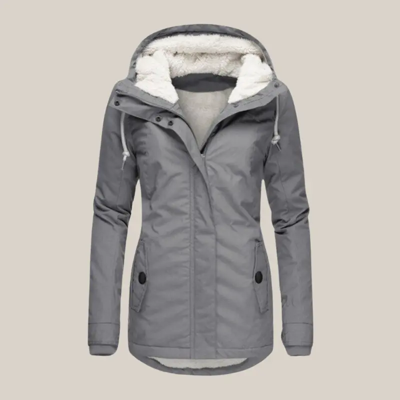 Leonie | Damen Steppjacke mit Fleecefutter Kapuze Winterjacke
