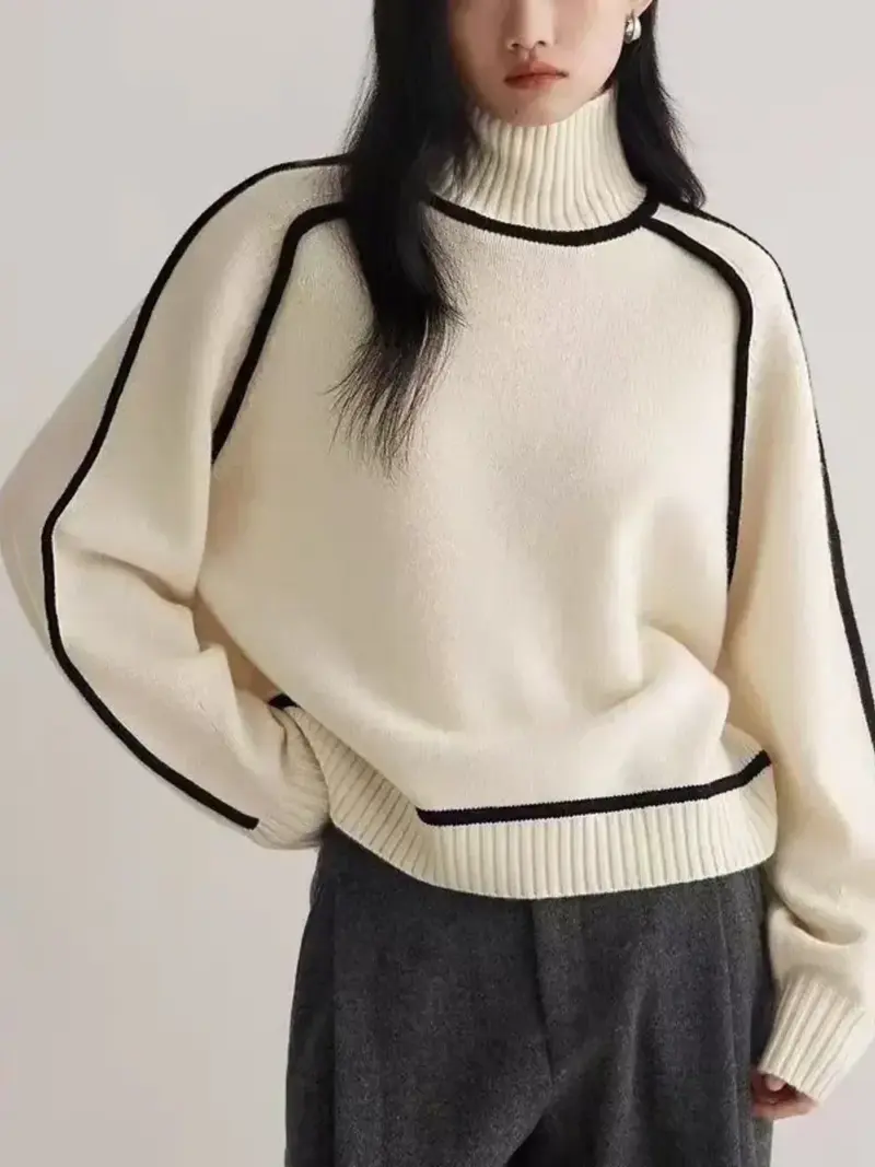 Levka | Damen Rollkragen Pullover Oversize