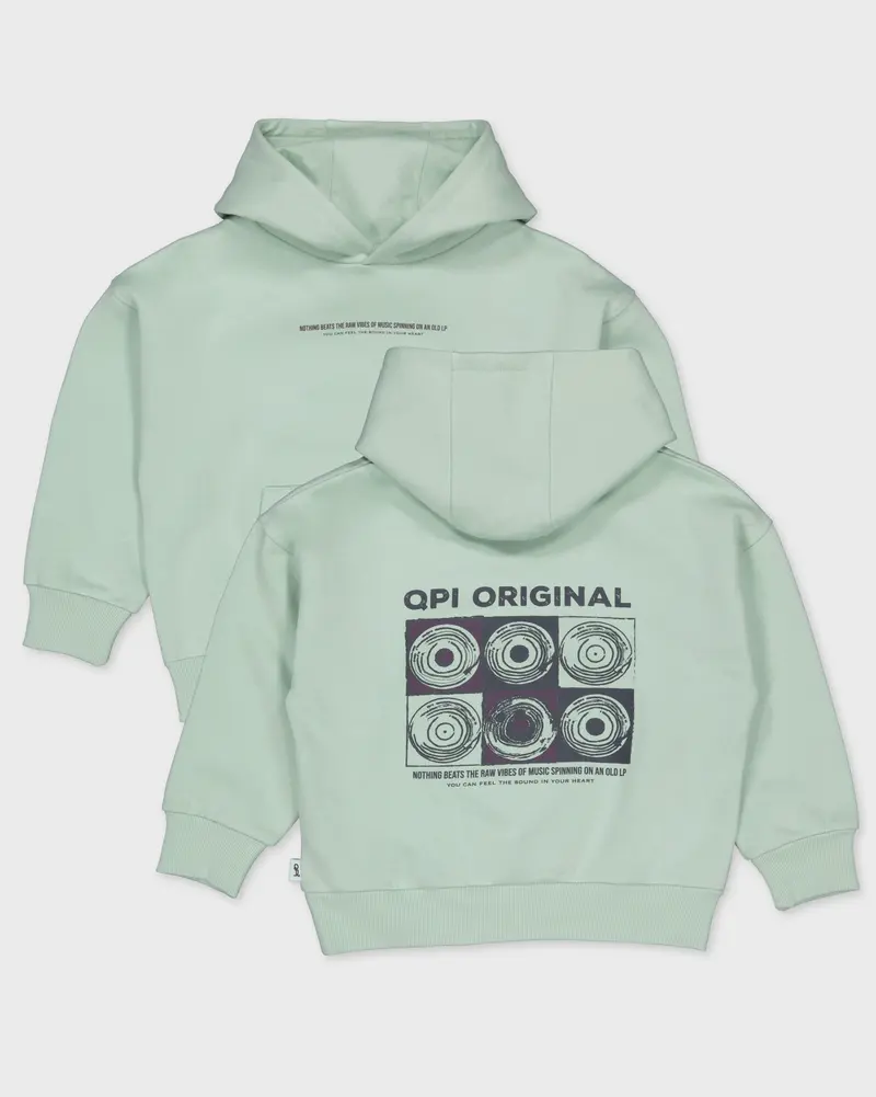 Licht mintgroene hoodie met rugprint | Blue Grey