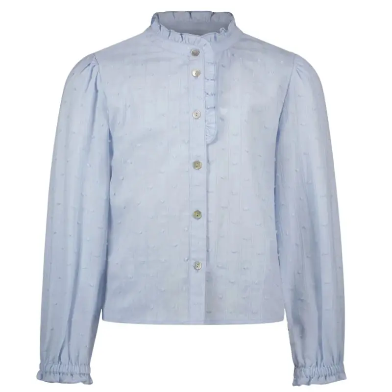 Lichtblauwe geweven blouse Cleo