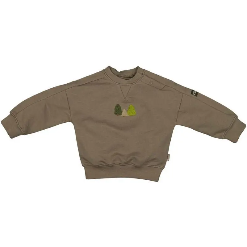Lichtbruin geprinte sweater Pine Trees