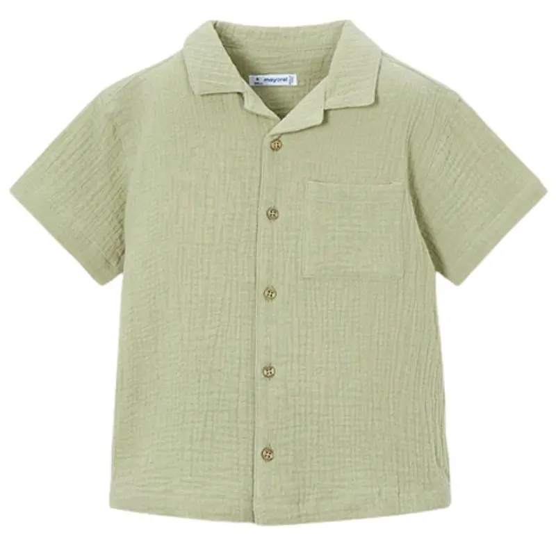 Lichtgroene buttondown korte mouw shirt 3116