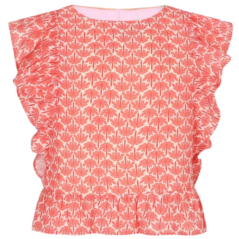 Lichtoranje lotus print blouse Timra