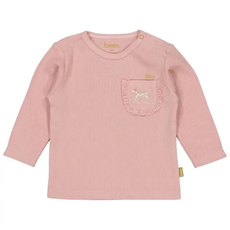 Lichtroze effen rib shirtje Adrienna