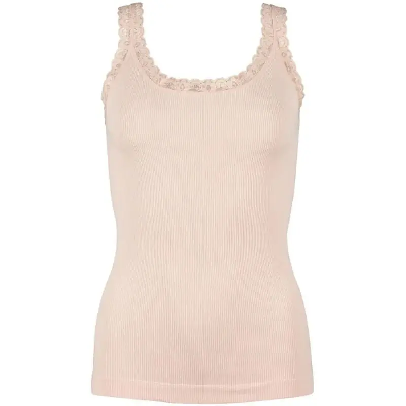 Lichtroze microfiber rib top Frida