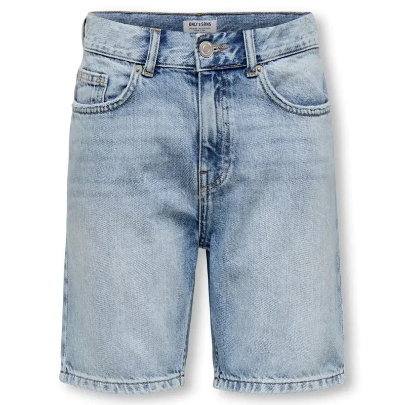 Light Blue Denim straight fit short Edge