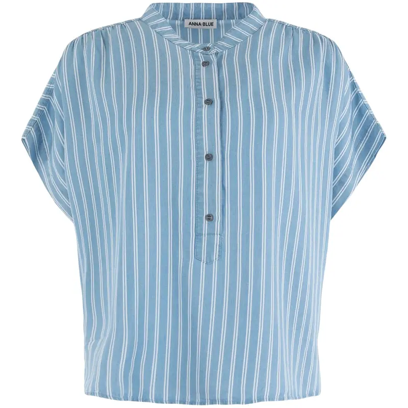 Light Denim Stripe korte mouw blouse Gina