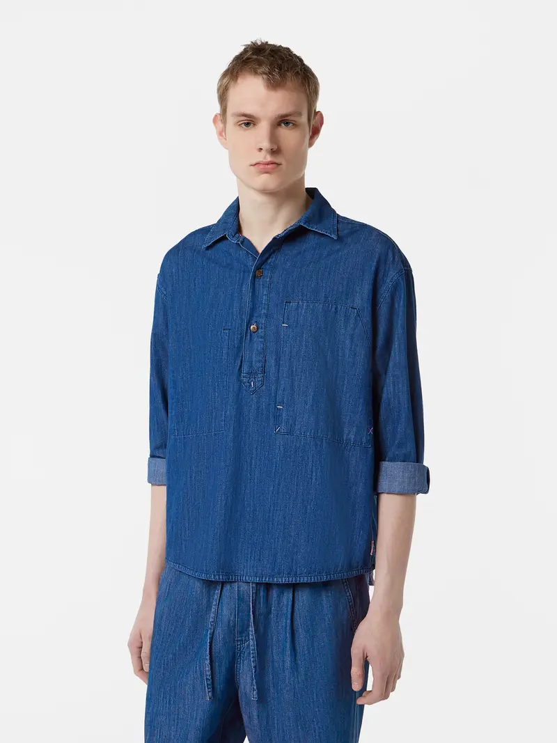 Lightweight Denim Quality Popover Workwear Shirt