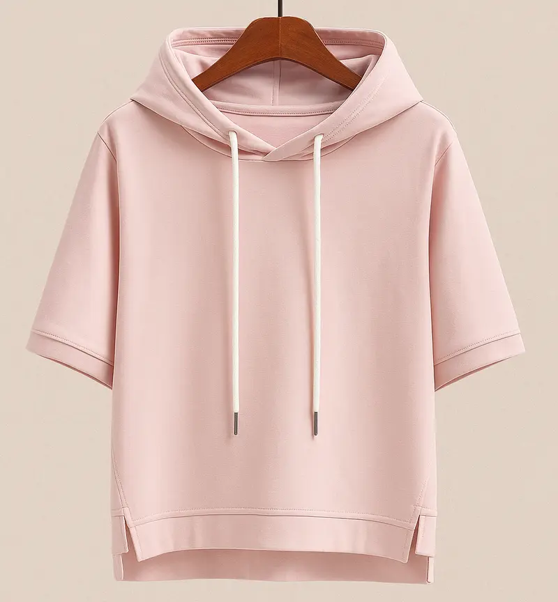 Lila | Oversized Kurzarm Kapuzenhoodie