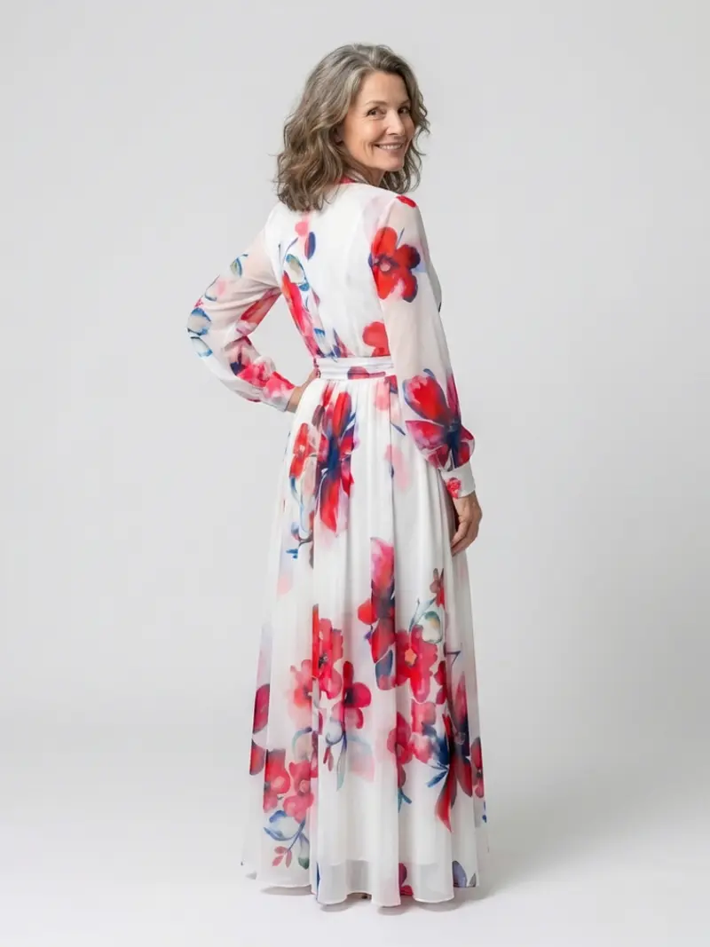 Lillian | Blumiges Maxikleid mit langen Ärmeln