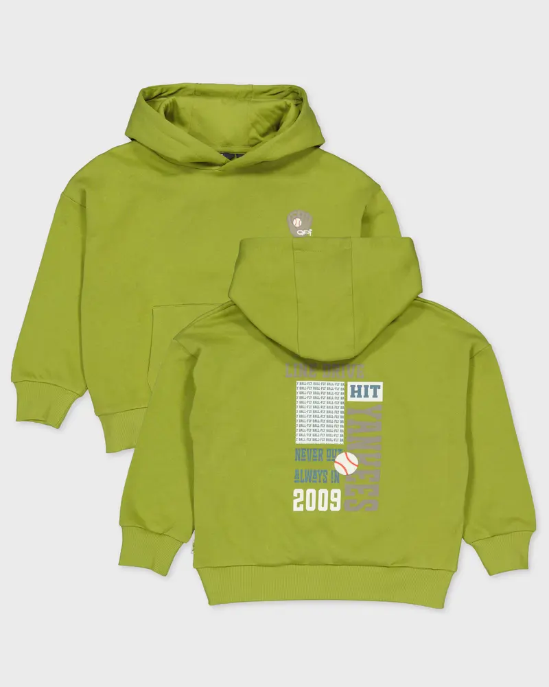 Limoengroene hoodie met rugprint | Olive