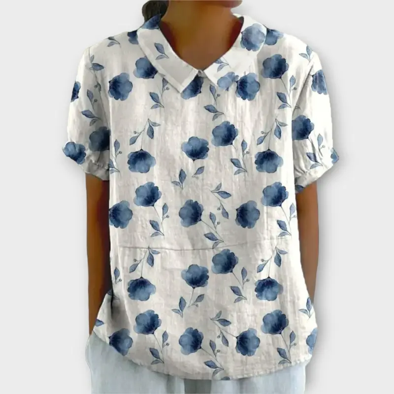 Lina | Blumenbluse aus Baumwolle und Leinen