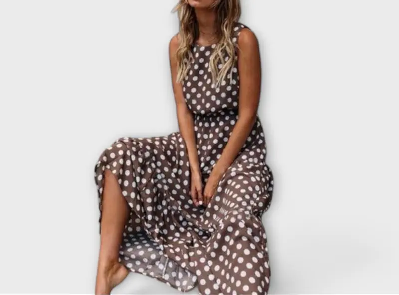 Lina | Hochwertiges Midi Boho-Punktemuster Kleid