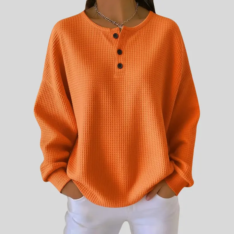 Lina | Lässiger Damen Oversized Strickpullover Mit Waffelstruktur