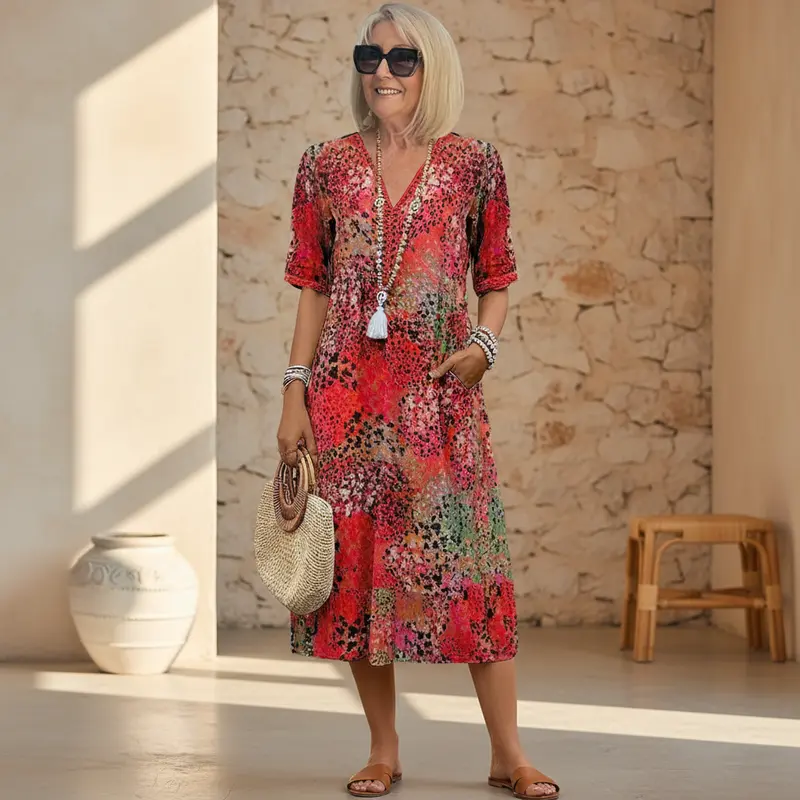 Lina | Lebendiges Midikleid mit modernem Stil