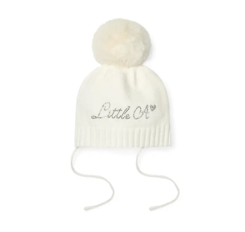 Little A - Diamond pom pom hat snow white