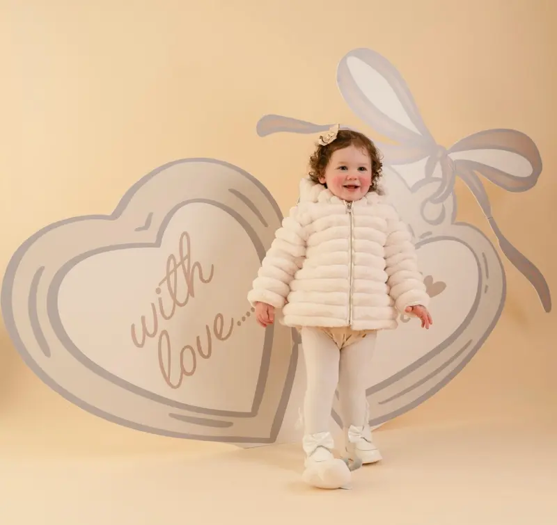 Little A - Dixie fur jacket snow white