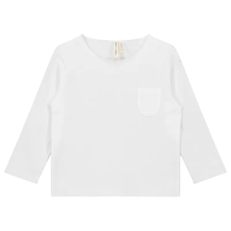 Long Sleeve Pocket Tee White