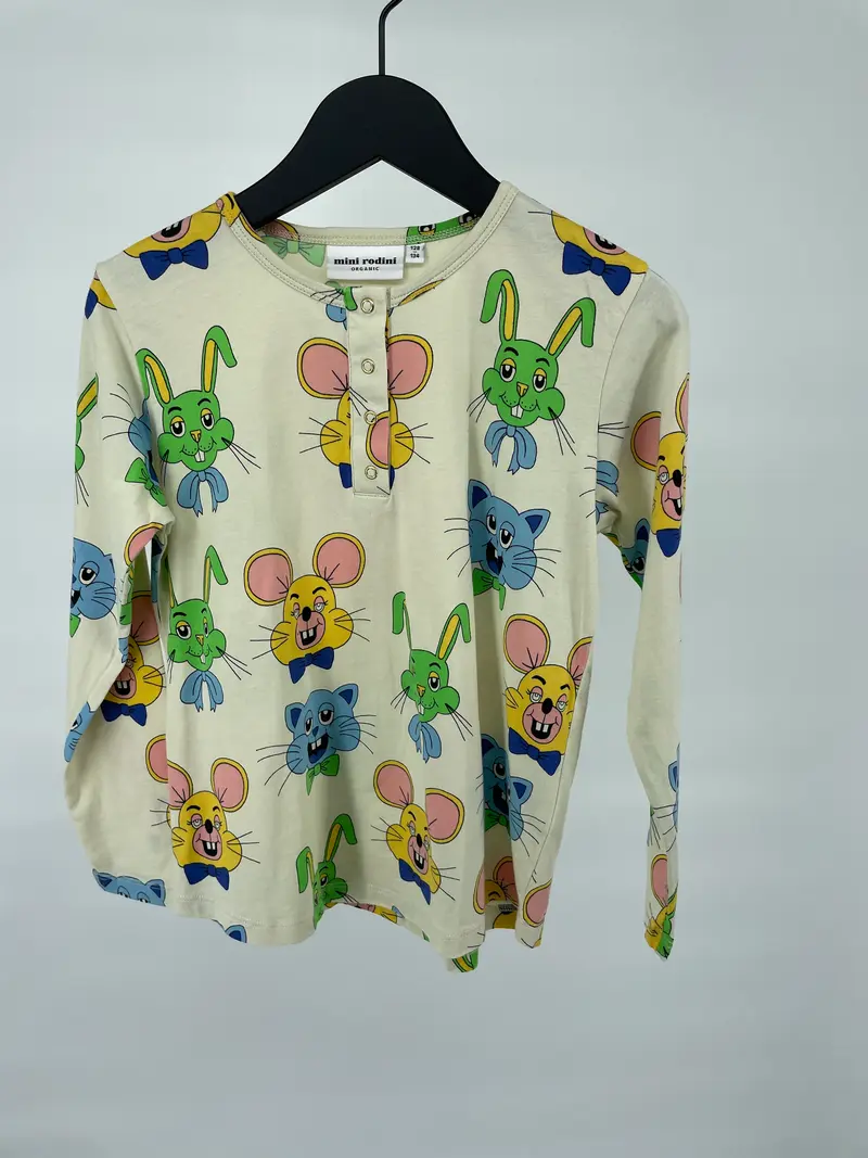 Longsleeve Beige Dieren Print Maat 128 / 134