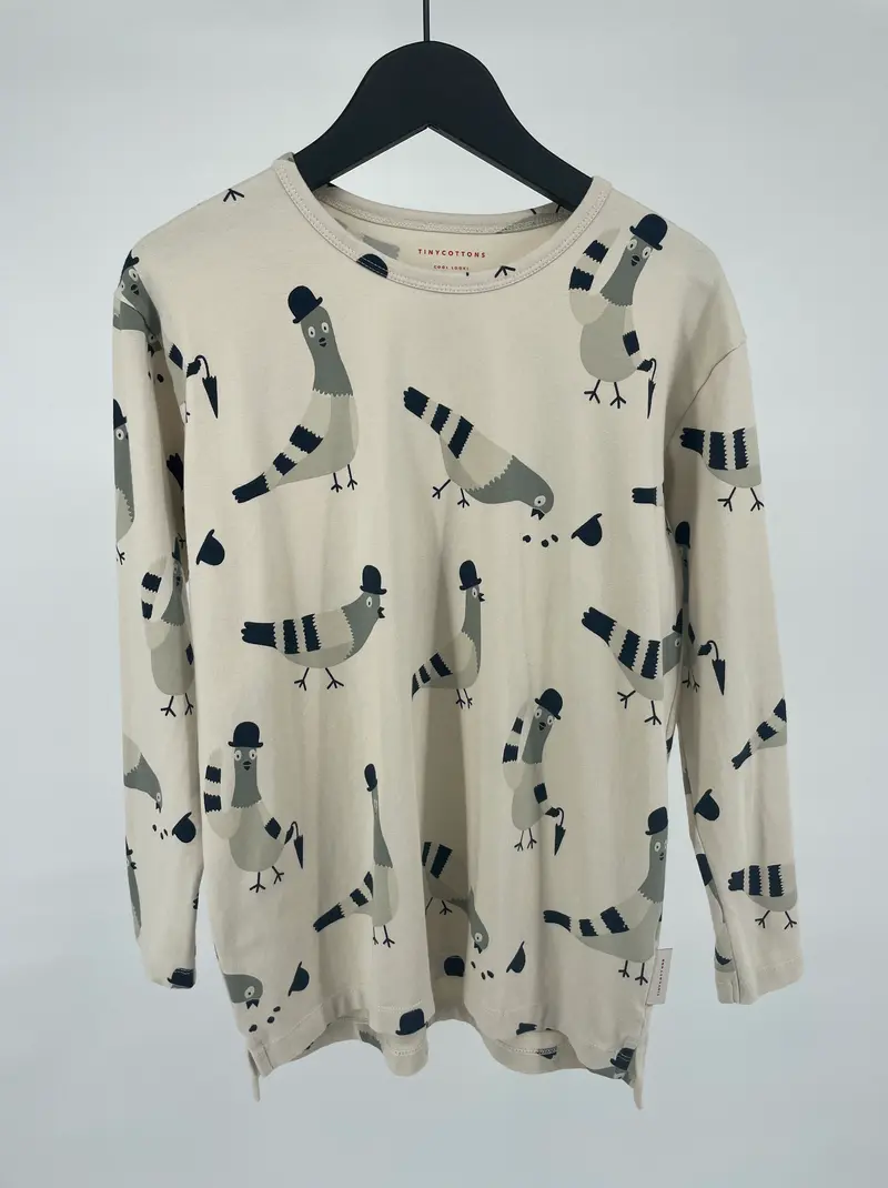 Longsleeve Beige Duiven Print  Maat 140