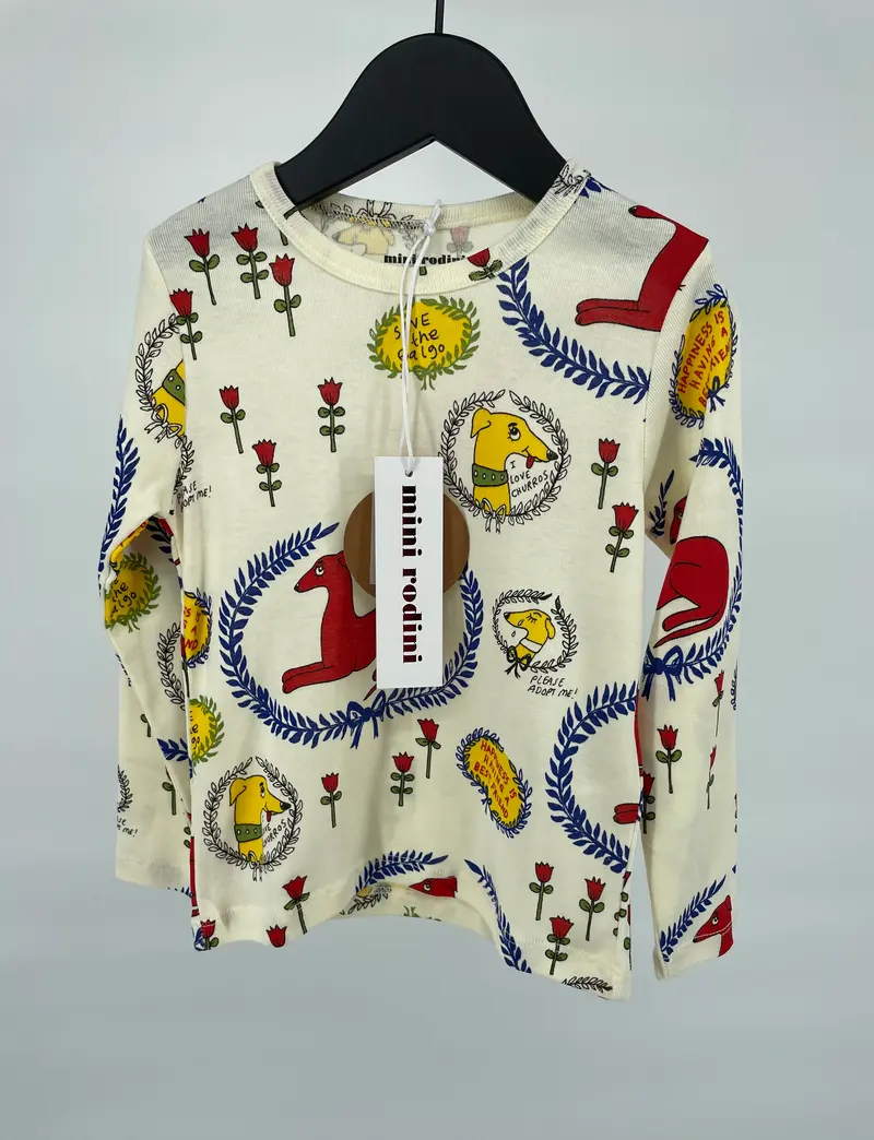 Longsleeve Beige Honden Print