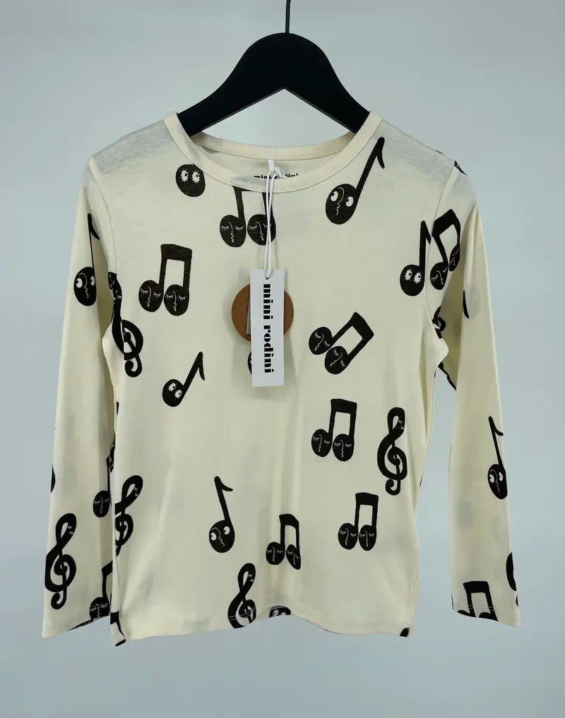 Longsleeve Beige Muzieknoten Maat 128 / 134