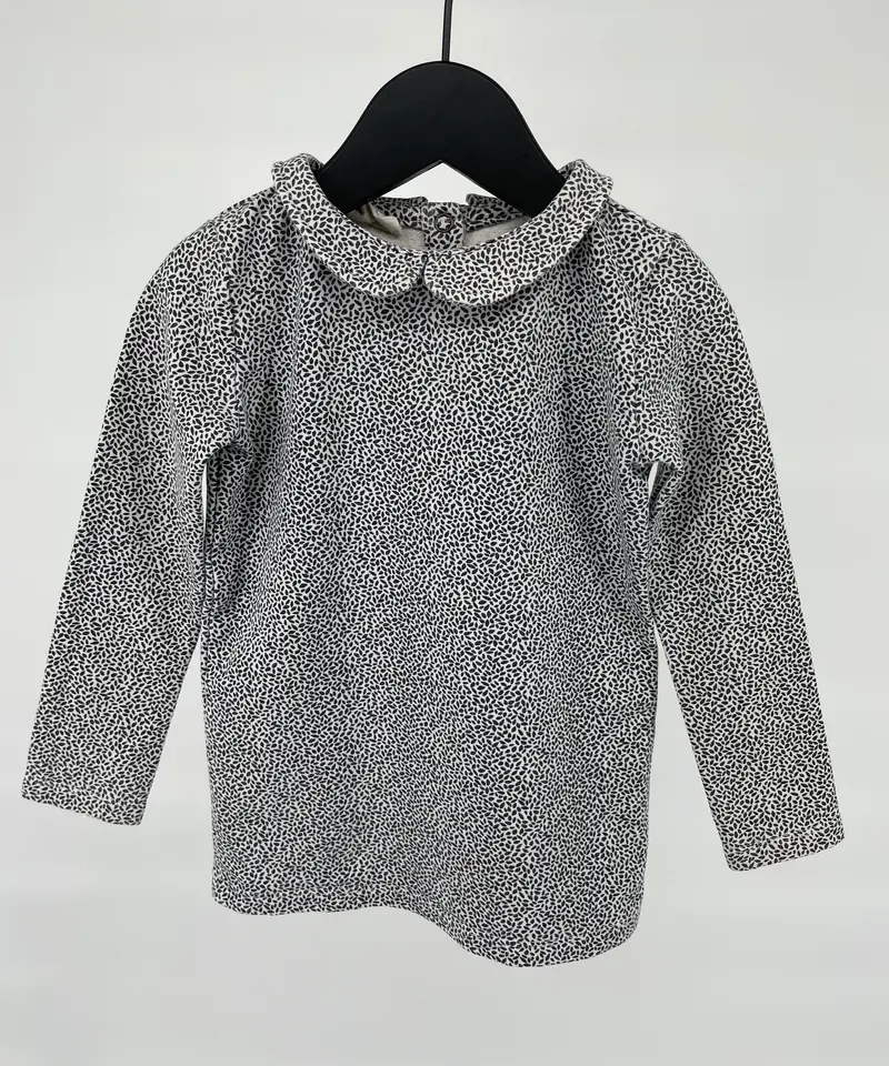 Longsleeve Beige Print Peter Pan Kraag Maat 92 / 98
