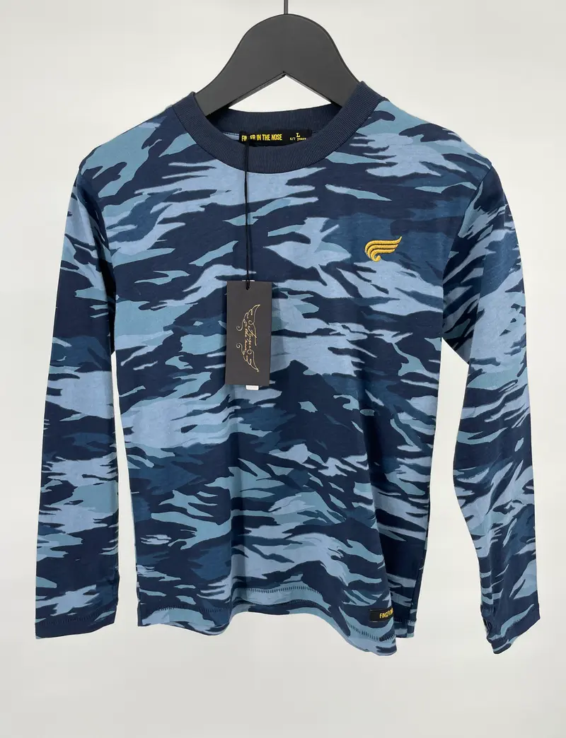 Longsleeve Blauw Camouflage Maat 122