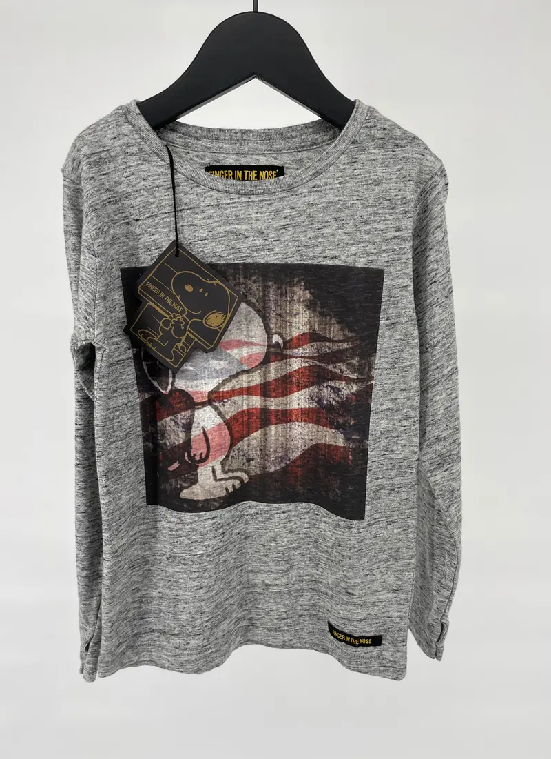 Longsleeve Grijs Snoopy Amerikaanse Vlag