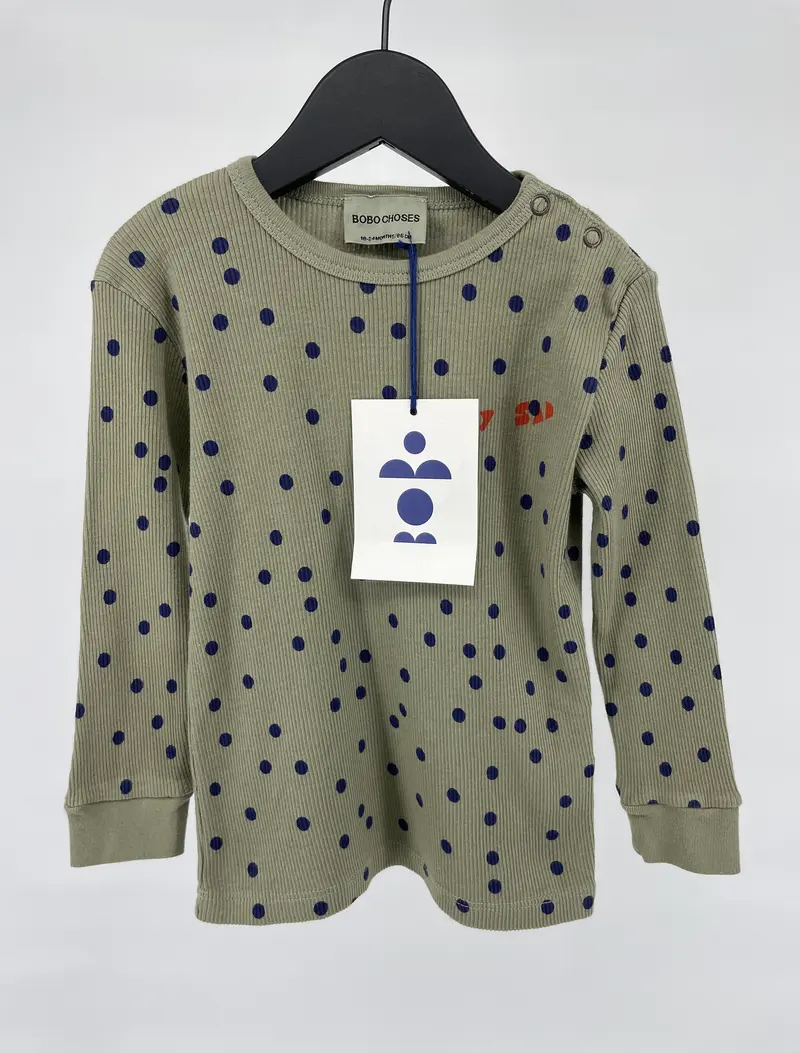 Longsleeve Groen Confetti Rib Maat 86 / 92