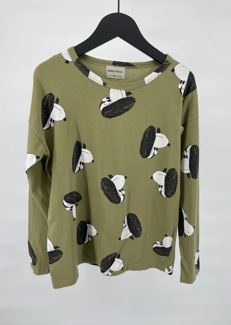 Longsleeve Groen Honden Print Maat 140 / 146