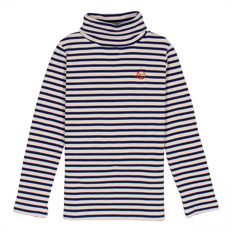 Longsleeve Rollneck Stripe Navy Ecru