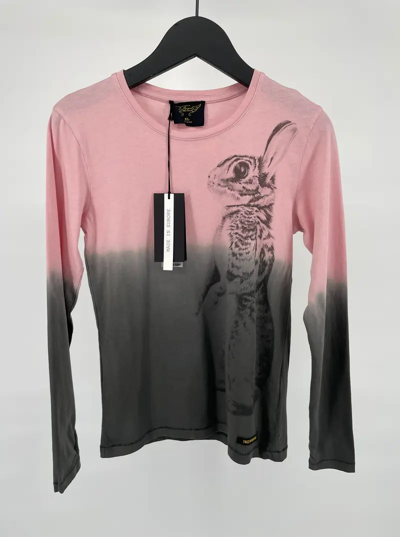 Longsleeve Roze Grijs Konijn Maat 134