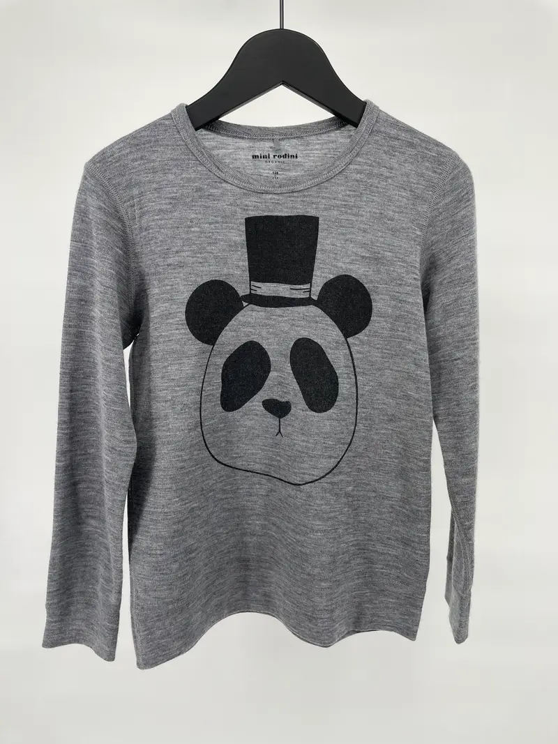 Longsleeve Wol Grijs Panda