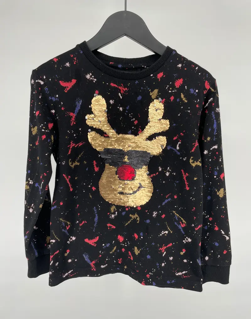 Longsleeve Zwart Pailletten Rendier