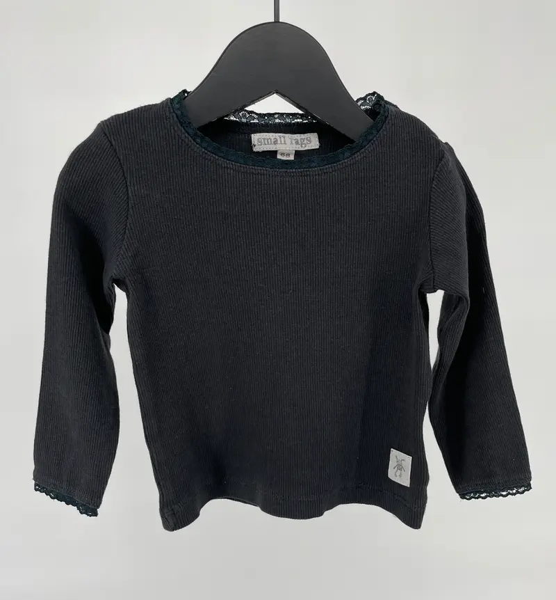 Longsleeve Zwart Rib Maat 68