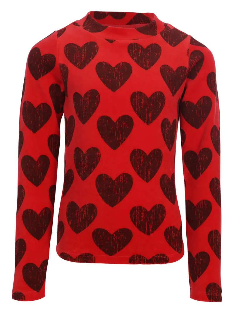 Looxs Little - Velours top Koraal Big Hearts