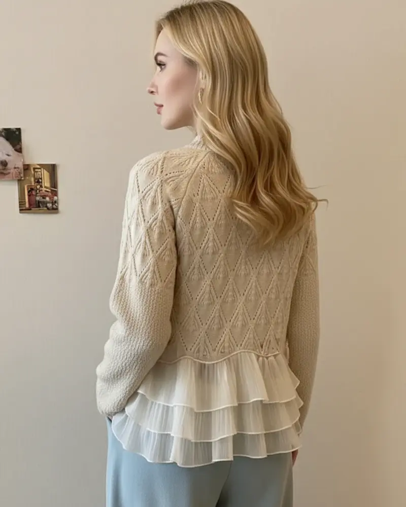 Lorena | Damen Strickpullover mit Rüschendetail