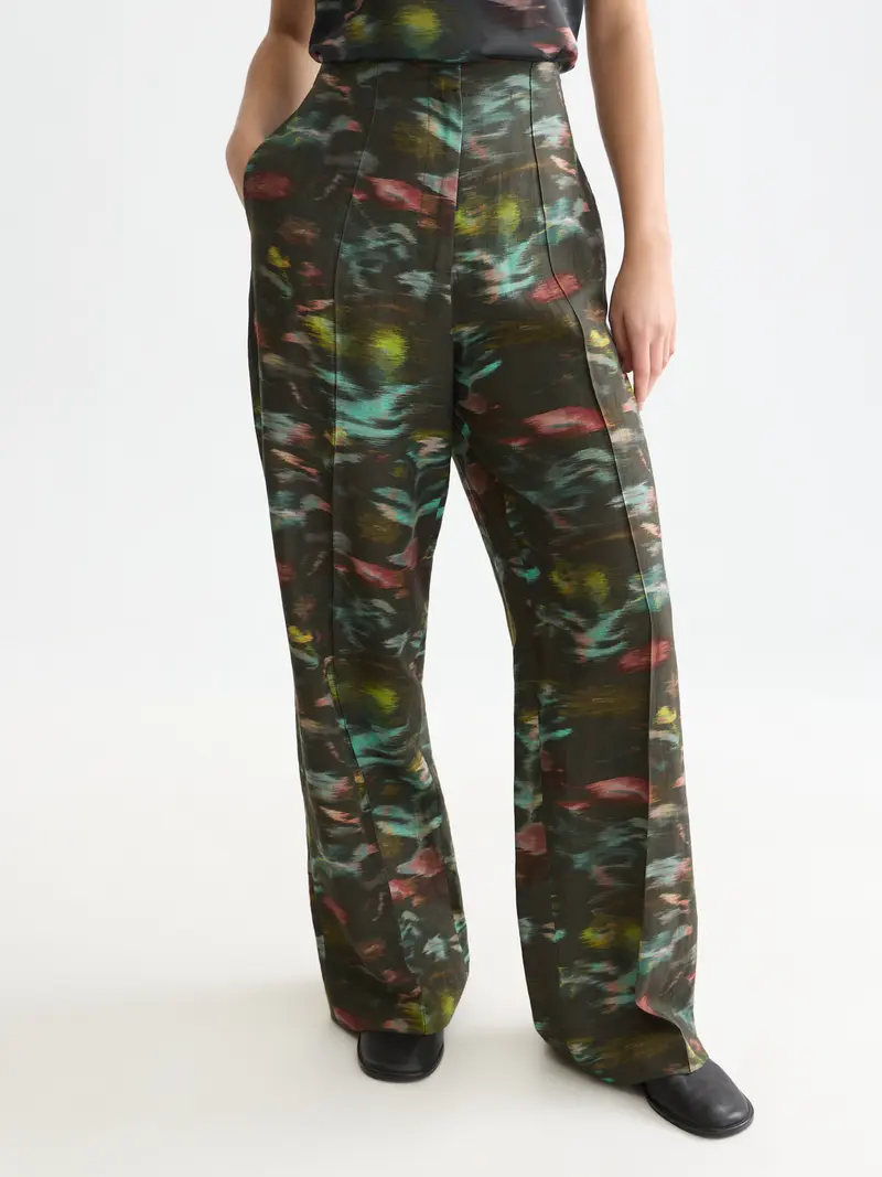 Lou - High-Rise Wide-Leg Printed Pants