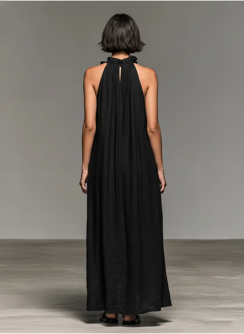 Lua | Damen Halterloses ärmelloses Maxikleid mit Rüschen