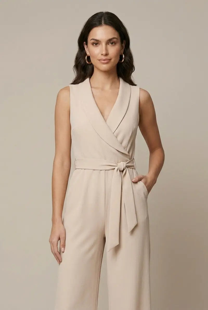 Lucy | Weites Bein Langarm Jumpsuit