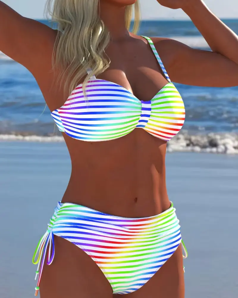 Luereda | Farbenfrohes Bikini-Set mit Streifenmuster