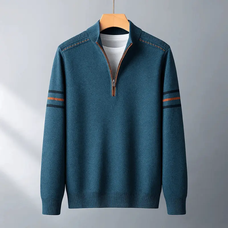 Lukas | Herren Pullover modern mit Halbreißverschluss