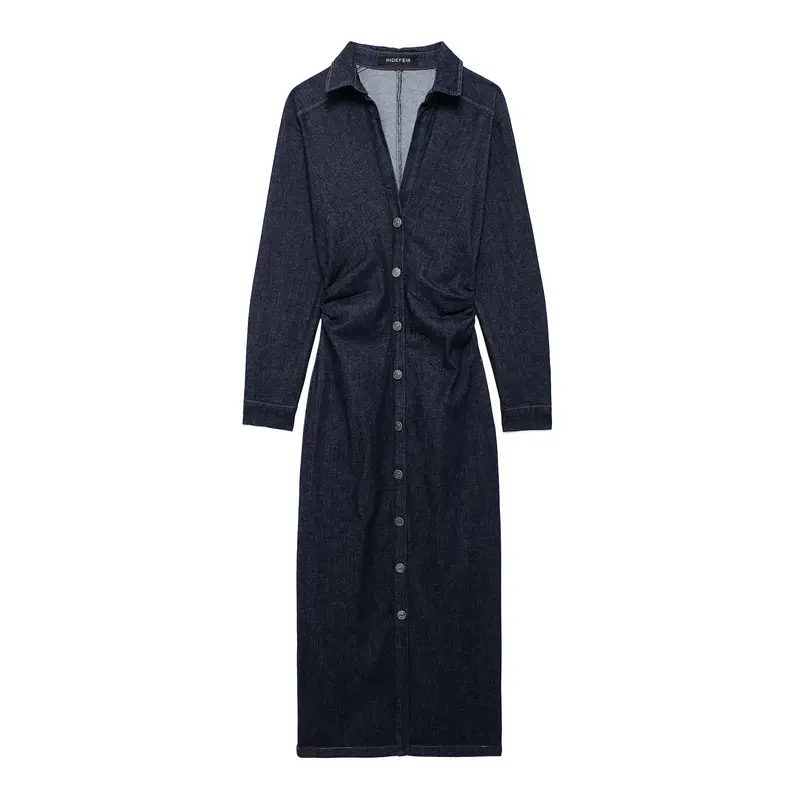 Luxe casual midi-jurk voor dames met knoopsluiting