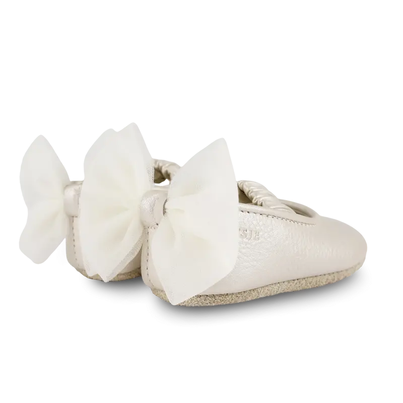 Luyax Ballerinas | Off White Metallic Leather