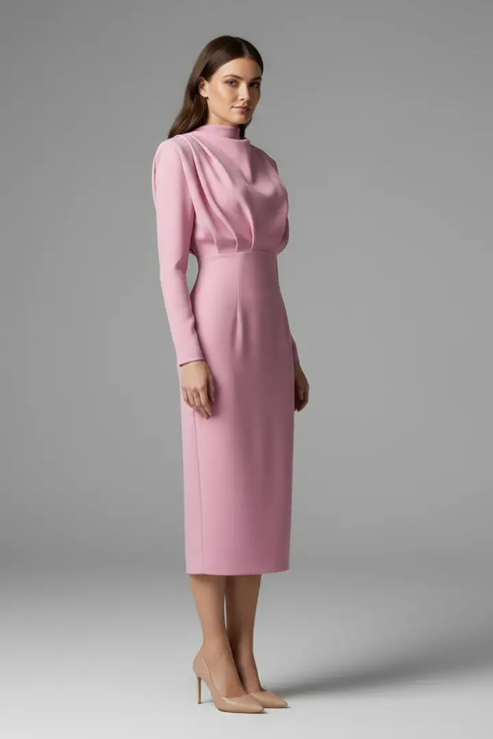 Lysithea | Damen Rollkragen Langarm Maxikleid