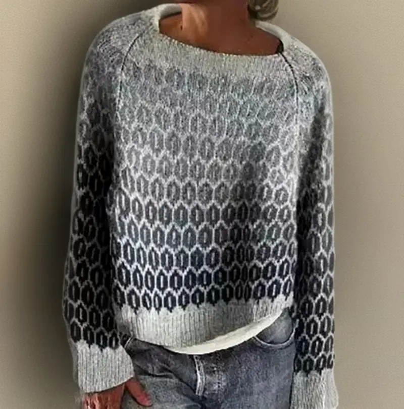 Maja | Stilvoller Damen Strickpullover Mit Nordischem Islandmuster