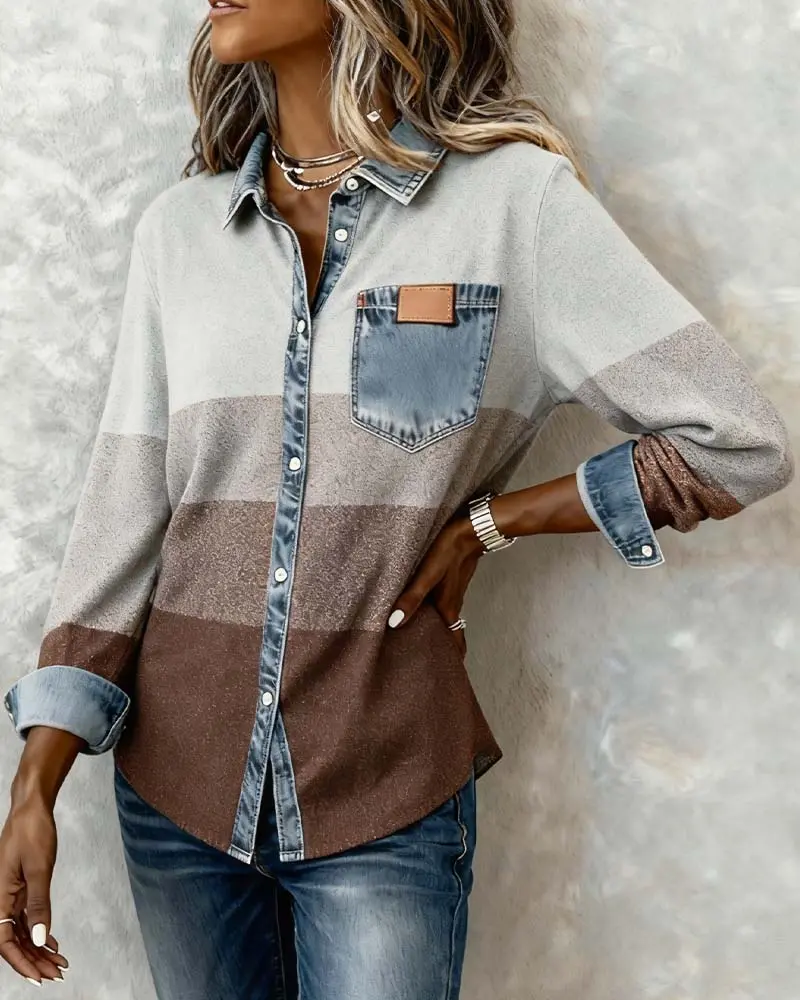 Mara | Damen Patchwork Hemd Jeans modern & leger