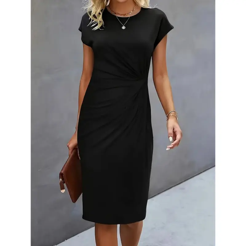 Maret | Damen Figurbetontes Gerafftes Midikleid