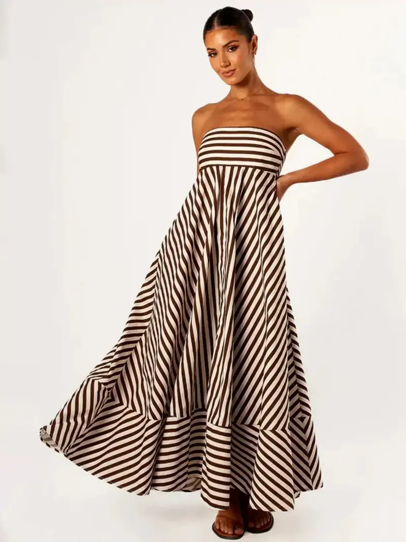 Margaux | Damen Gestreiftes Maxikleid